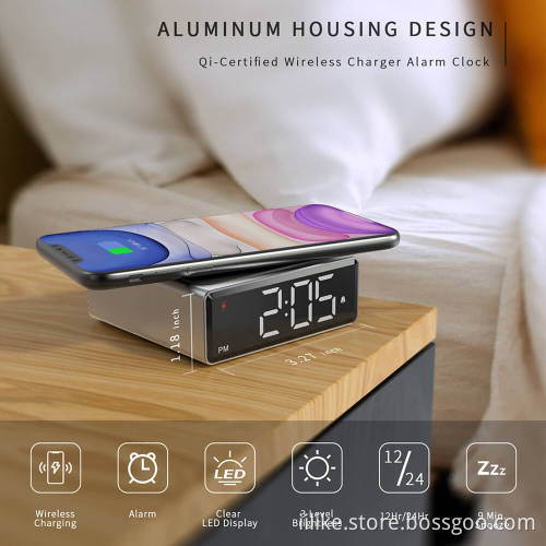 Three in One Wireless Charging Alarm Clock, Phone Power Bank and Iphonee Earphone Charger